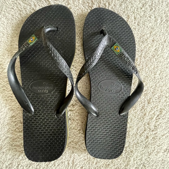 Havaianas Brazilian Flag Classic Black Sandals Flip-Flops 41/42 - Picture 1 of 5
